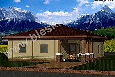 Projekt rodinného domu RELAX s hezkou krytou terasou pro příjemné posezení – exkluzivní nabídka luxusního bungalovu