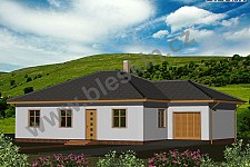 Nabízíme projekt rodinného domu typu Bungalov designově i technologicky vytříbený dům o dispozici 3+kk s garáží a terasou  