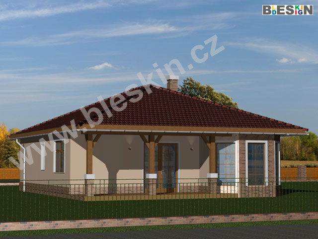 Projekt bungalovu V - dům je jednopodlažní s ideální dispozicí